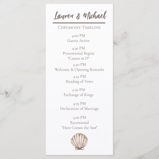 Natural Elegant Beach Seashell Flat Program Programm (Vorderseite)