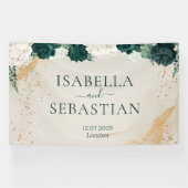 Natural Emerald Rose Beige Floral Wedding Banner (Horizontal)