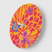 Natural Fall Baby Pink Schmetterlinge Muster Große Wanduhr (Winkel)