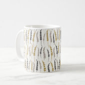 Natural Fern Print in Gold und Grau Coffee Tasse (Vorderseite Links)