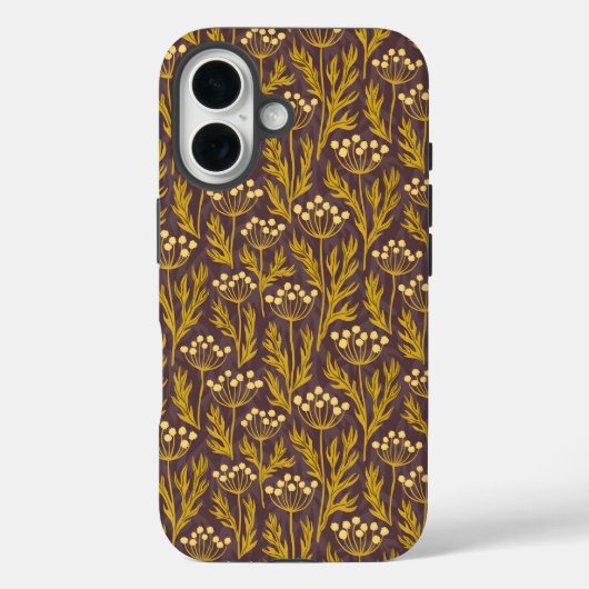 Natural Floral Pattern: Golden Accents  Dark Canva Case-Mate iPhone Hülle (Rückseite)