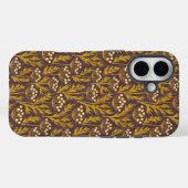 Natural Floral Pattern: Golden Accents  Dark Canva Case-Mate iPhone Hülle (Rückseite (Horizontal))