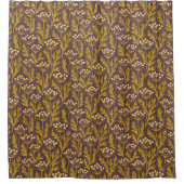 Natural Floral Pattern: Golden Accents  Dark Canva Duschvorhang (Vorderseite)