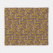 Natural Floral Pattern: Golden Accents Dark Canva Fleecedecke (Vorderseite (Horizontal))