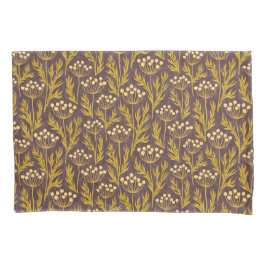 Natural Floral Pattern: Golden Accents  Dark Canva Kissenbezug