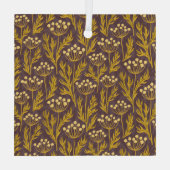 Natural Floral Pattern: Golden Accents  Dark Canva Ornament Aus Glas (Rückseite)