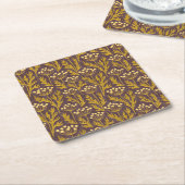 Natural Floral Pattern: Golden Accents  Dark Canva Rechteckiger Pappuntersetzer (angewinkelt)