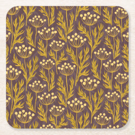 Natural Floral Pattern: Golden Accents  Dark Canva Rechteckiger Pappuntersetzer