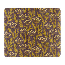 Natural Floral Pattern: Golden Accents  Dark Canva Schneidebrett