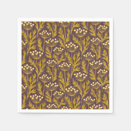 Natural Floral Pattern: Golden Accents  Dark Canva Serviette