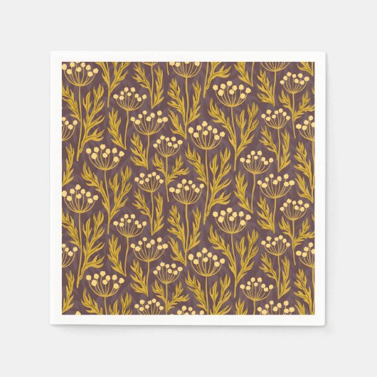 Natural Floral Pattern: Golden Accents  Dark Canva Serviette (Vorderseite)