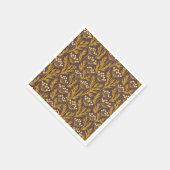 Natural Floral Pattern: Golden Accents  Dark Canva Serviette (Ecke)