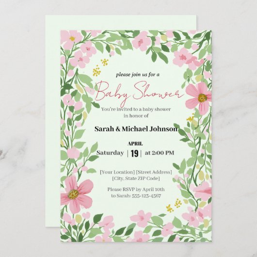 Natural Garden Baby Shower Einladung (Vorne/Hinten)