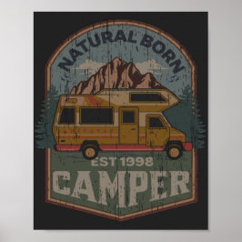 Natural Geboren Camper Vintag Retro bedrückte T-Sh Poster