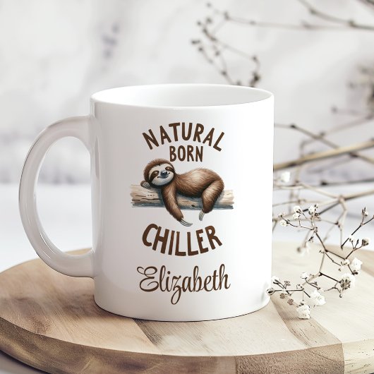 "Natural Geboren Chiller", Niedlicher Sloth & Scri Kaffeetasse