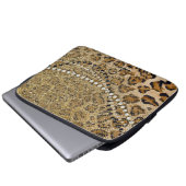 Natural Gold Leopard Animal Print Glitzern Look Laptopschutzhülle (Vorne Knopf)