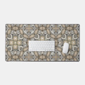 Natural Gray Taupe Beige Brown Tribal Art Muster Schreibtischunterlage (Tastatur & Maus)