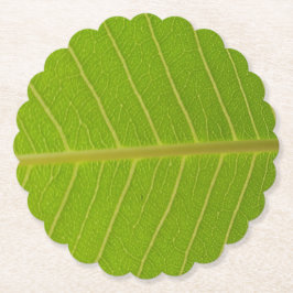Natural Green Leaf and Light Yellow Line Design Untersetzer