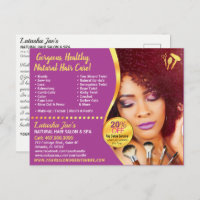 Natural Hair Care Salon Stylist Postcard Vorlage