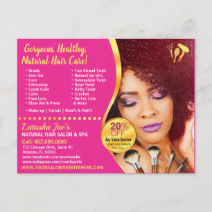 Natural Hair Care Salon Stylist Postcard Vorlage