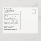 Natural Hair Care Salon Stylist Postcard Vorlage (Rückseite)