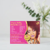 Natural Hair Care Salon Stylist Postcard Vorlage (Stehend Vorderseite)
