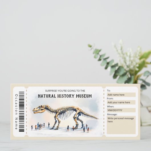 Natural History Museum Gift Certificate Template Einladung (Stehend Vorderseite)