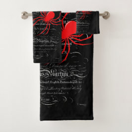 Natural History Title Page Spiders Calligraphy Badhandtuch Set
