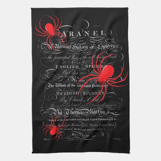 Natural History Title Page Spiders Calligraphy Geschirrtuch (Vertikal)