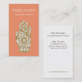 Natural & Holistic Health Henna Lotus Hand Orange Visitenkarte (Vorne/Hinten)