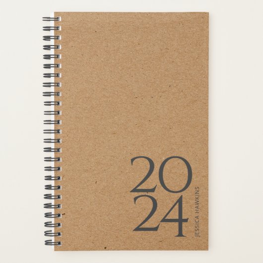 Natural Kraft Brown Weekly Planer (Vorderseite)