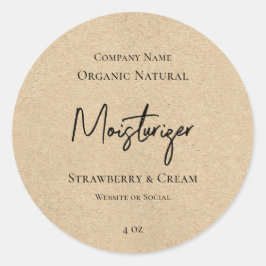 Natural Kraft Paper Style Skincare Product Label Runder Aufkleber