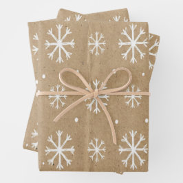 Natural Kraft Style White Snowflake Pattern Geschenkpapier Set