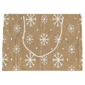 Natural Kraft Style White Snowflake Pattern Große Geschenktüte (Vorderseite)
