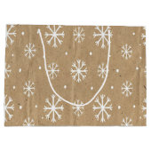 Natural Kraft Style White Snowflake Pattern Große Geschenktüte (Rückseite)