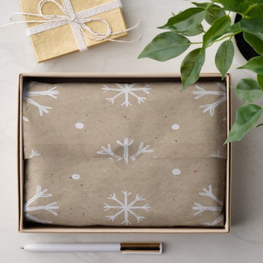 Natural Kraft Style White Snowflake Pattern Seidenpapier (Geschenk)