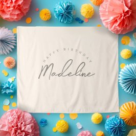 Natural Linen Personalized Birthday Banner Wandteppich