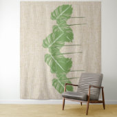 Natural Linen Texture Monstera Blätter Wasserfarbe Wandteppich (Beispiel)