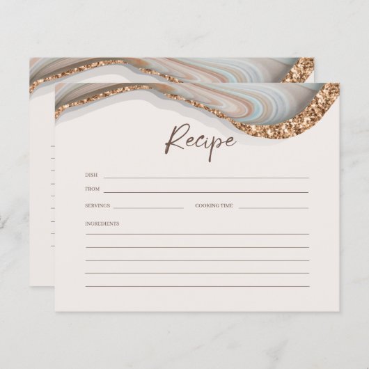Natural Marbour Agate Brautparty Rezept Card (Vorne/Hinten)