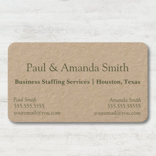 Natural Minimalistisch Kraft Business Card mit 2 N Visitenkarte