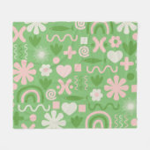 Natural Miscellany Pattern Lime Green und Pink Fleecedecke (Vorderseite (Horizontal))
