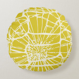 Natural Mosaic Yellow Mustard Rundes Kissen