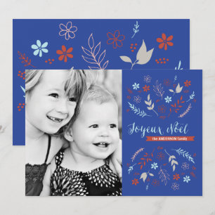 Natural Noël Weihnachtsfeiertag in Indigo Feiertagskarte