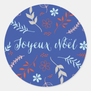 Natural Noël Weihnachtsfeiertag in Indigo Runder Aufkleber