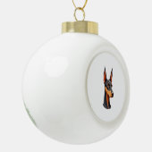 Natural Oar Doberman Keramik Kugel-Ornament (Links)