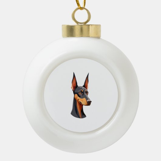 Natural Oar Doberman Keramik Kugel-Ornament (Vorderseite)