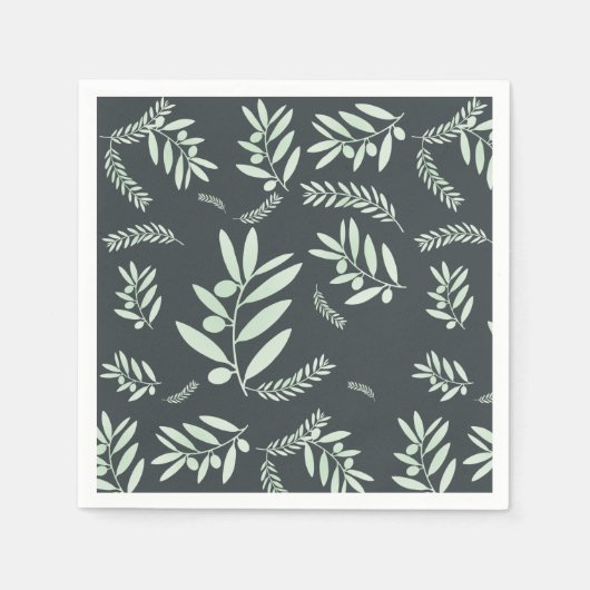 Natural Olive Branch Pattern Napkins - elegant Serviette (Vorderseite)