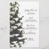 Natural Pine Cone on White Wedding Menu (Vorderseite)