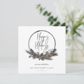 Natural Pine Hoop Wreath Holiday Card (Stehend Vorderseite)