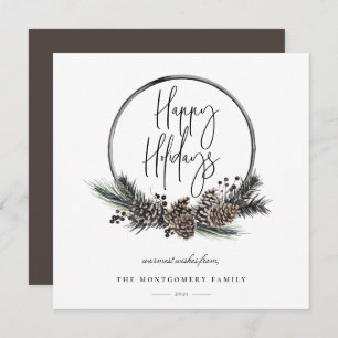 Natural Pine Hoop Wreath Holiday Card